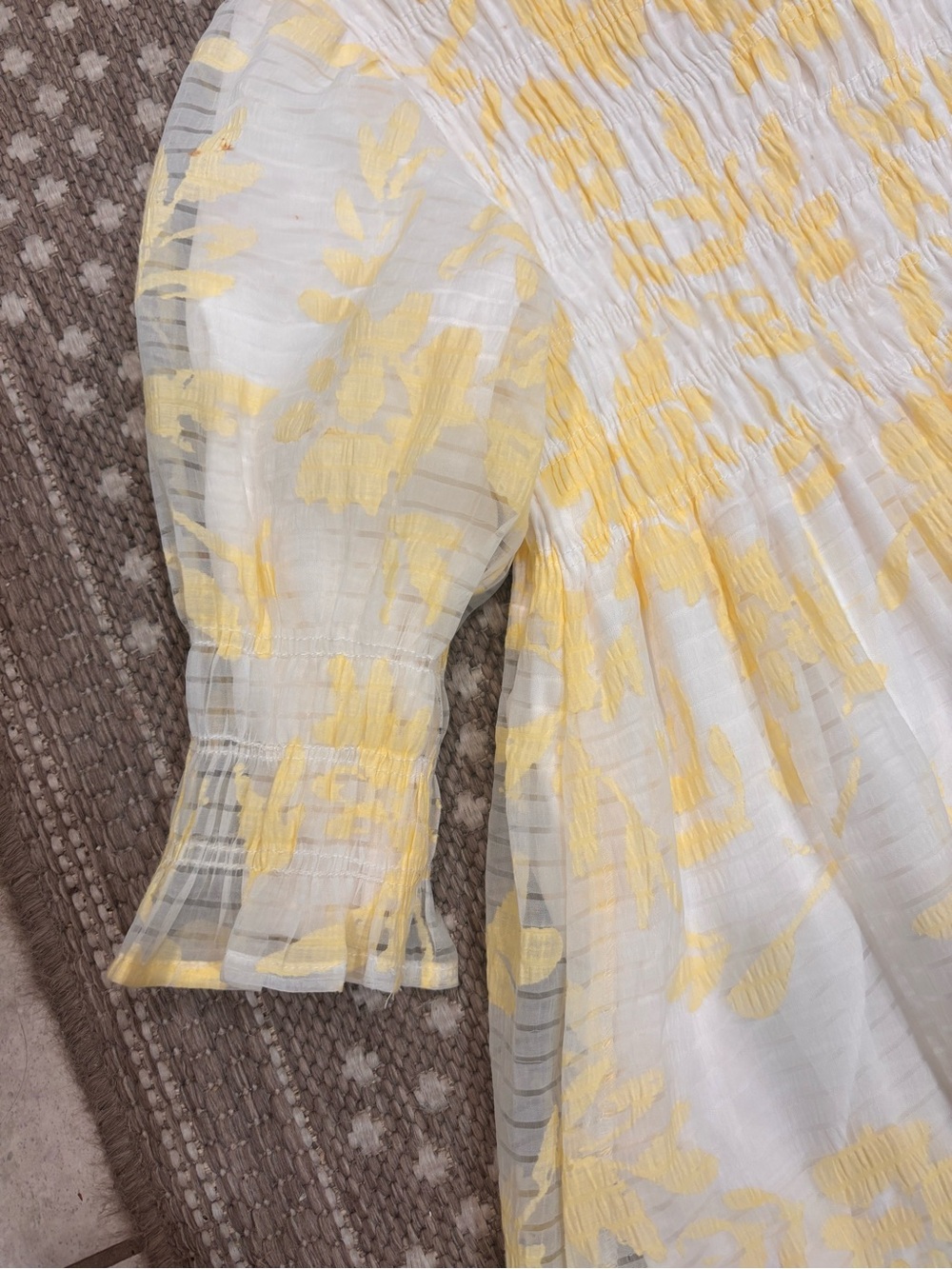 Beautiful smocked floral overlay dress. Lined sleeves and dress. Melange Girls - Picture 2 of 3